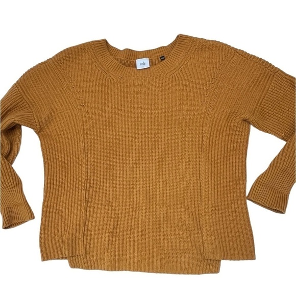 CAbi #3537 Women’s Size S Sweater Mustard Yellow StepUp Pullover Chunky Knit - Picture 7 of 9